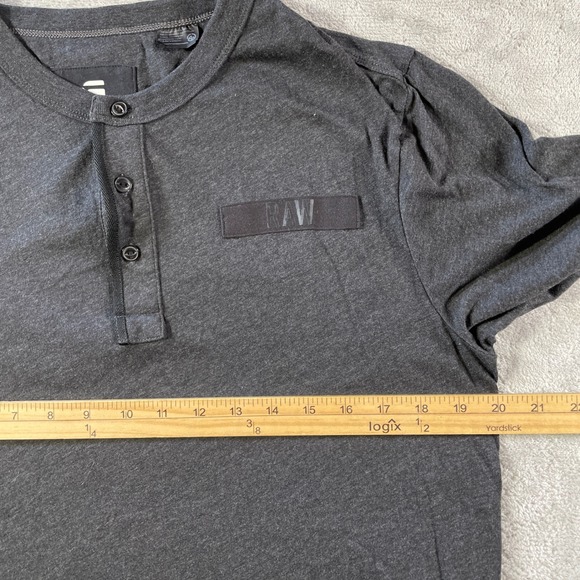G Star Raw Granddad Henley Shirt Mens Medium Dark Gray Classic Long Sleeve - Picture 4 of 10